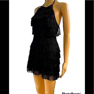 Missguided Fringed Backless bodycon Halter romper size 4